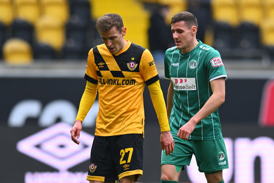 Für Marius Hauptmann (24, r.) geht es vorerst in die Regionalliga. Kommende Saison wollen am liebsten beide einen Aufstieg feiern.