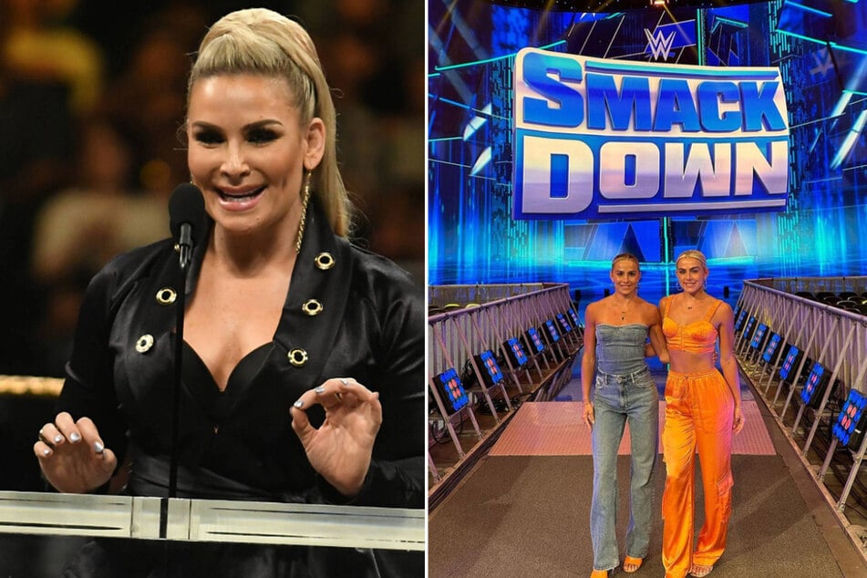 WWE legend Natalya Neidhart (l.) praised the Cavinder twins during a recent appearance on their podcast.