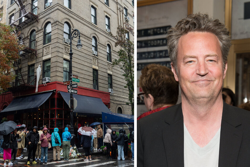 Fans gathered in the rain on Sunday outside the New York City building that was shown as the exterior of the apartment in the TV show Friends to pay their respects after the loss of Matthew Perry.