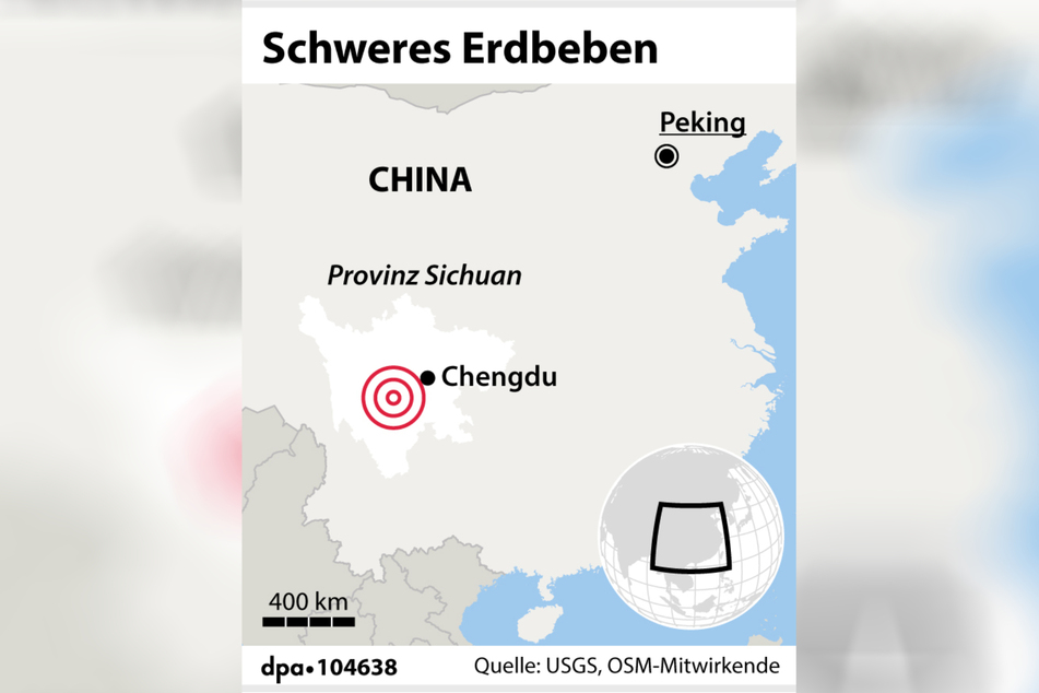 Die betroffene Region liegt etwa 200 km entfernt von Chengdu.