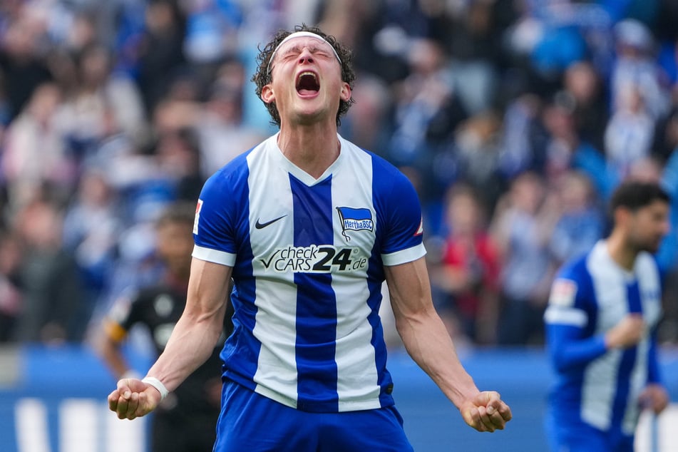Hat wieder Grund zum Jubeln: Fabian Reese (27) von Hertha BSC ist wie schon im Vorjahr als "Berliner Profifußballer der Saison" ausgezeichnet worden.