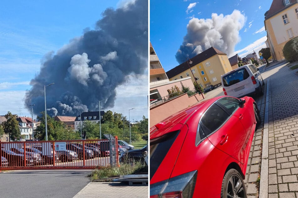 Die riesige Rauchwolke, die durch den Brand entstand, war in weiten Teilen Weißwassers zu sehen.