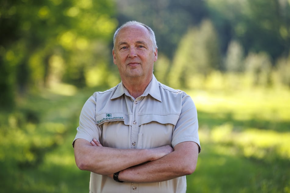 Forstbezirksleiter Bernd Dankert (62) begrüßt die Dritt- und Viertklässler und erklärt die Wichtigkeit von Teamwork, bevor es mit dem Parcours losgeht.
