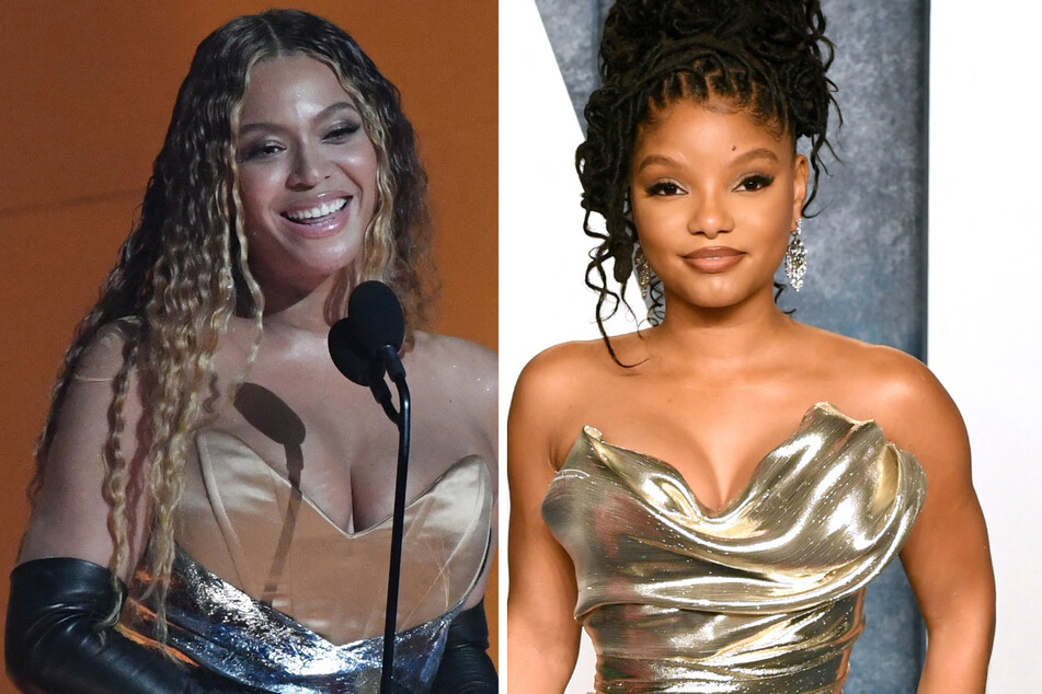 Beyoncé (l) has shared some important advice with The Little Mermaid star Halle Bailey ahead of the film's release.