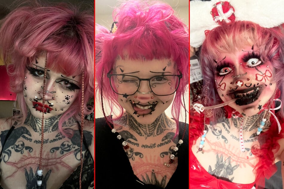 This TikTok star has turned herself into a real-life horror-themed doll through the use of radical body modifications and tattoos.