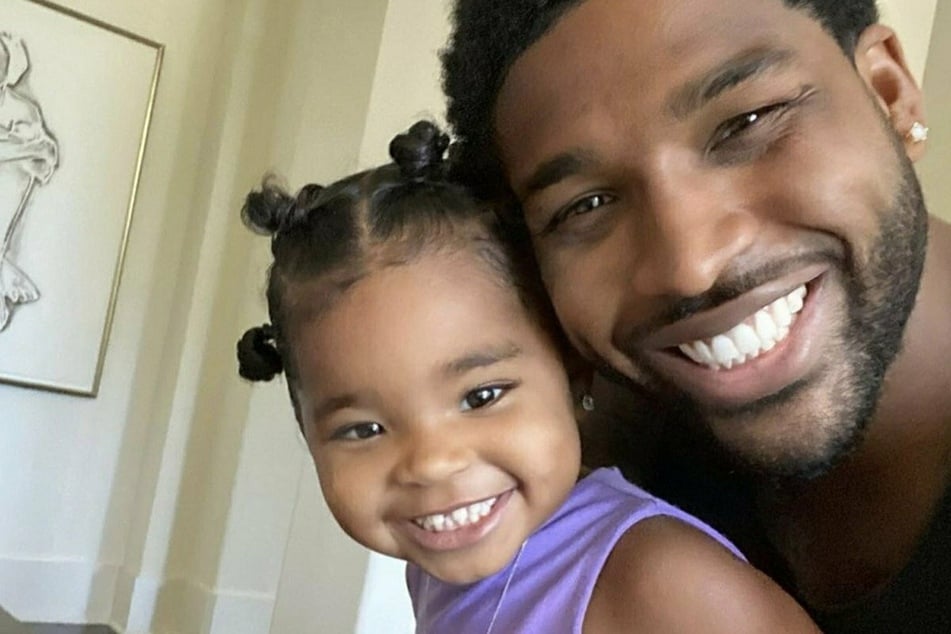 On Monday, Tristan Thompson was spotted picking his three-year-old daughter at her gymnastics studios with a dozen roses.