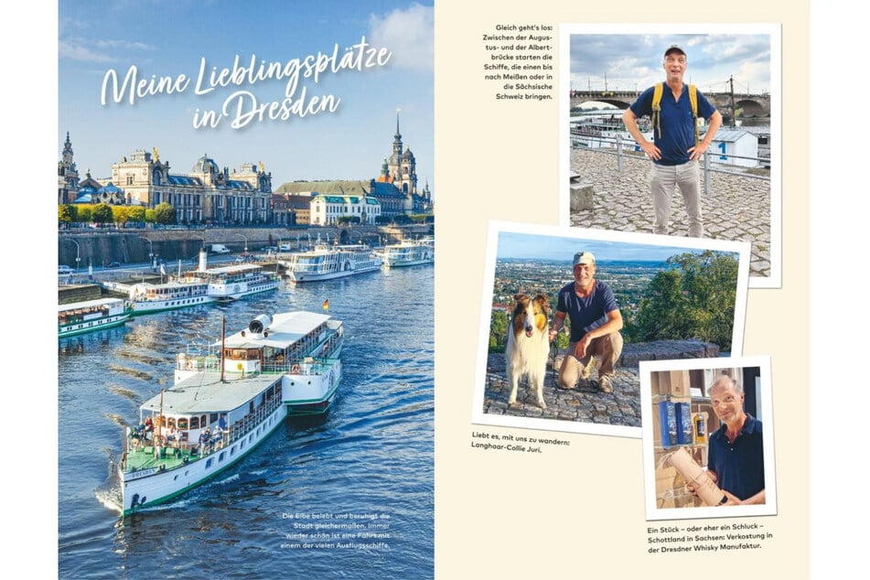 An seinen Lieblingsplätzen ließ sich Martin Brambach fotografieren - auch mit Langhaarcollie Juri.