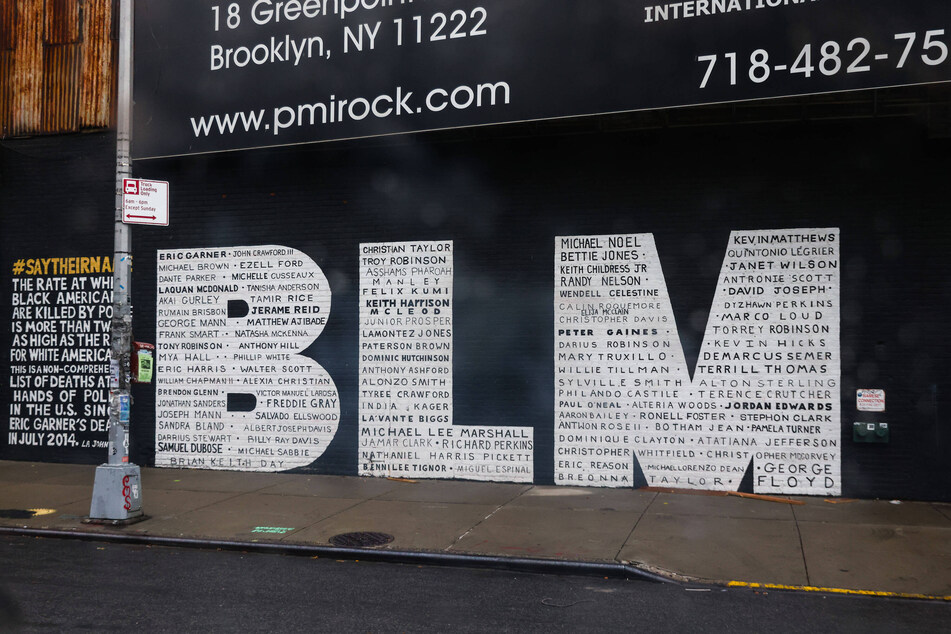 A Black Lives Matter mural in the Greenpoint neighborhood of Brooklyn, New York City.