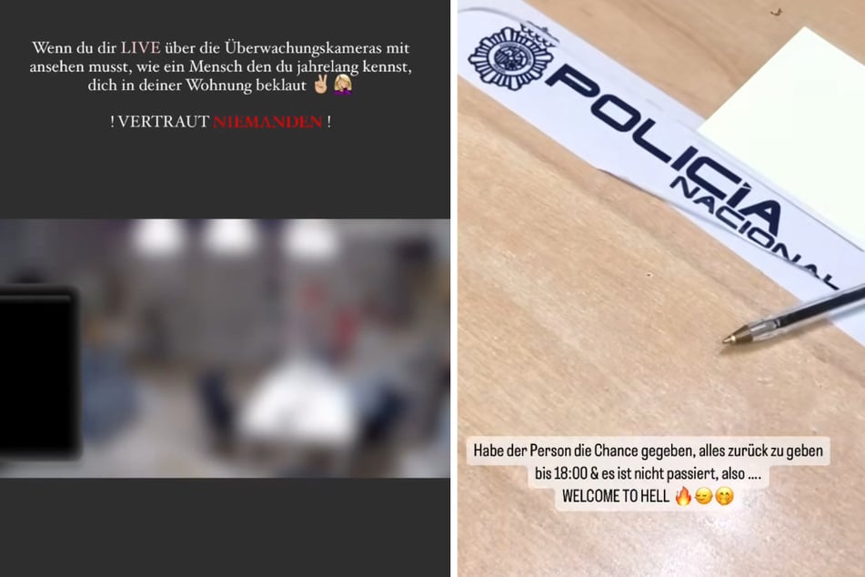 Emmy Russ veröffentlichte einen Ausschnitt, den ihre Überwachungskameras aufzeichneten. Anschließend erstatte sie offenbar Anzeige in einem spanischen Polizeirevier.