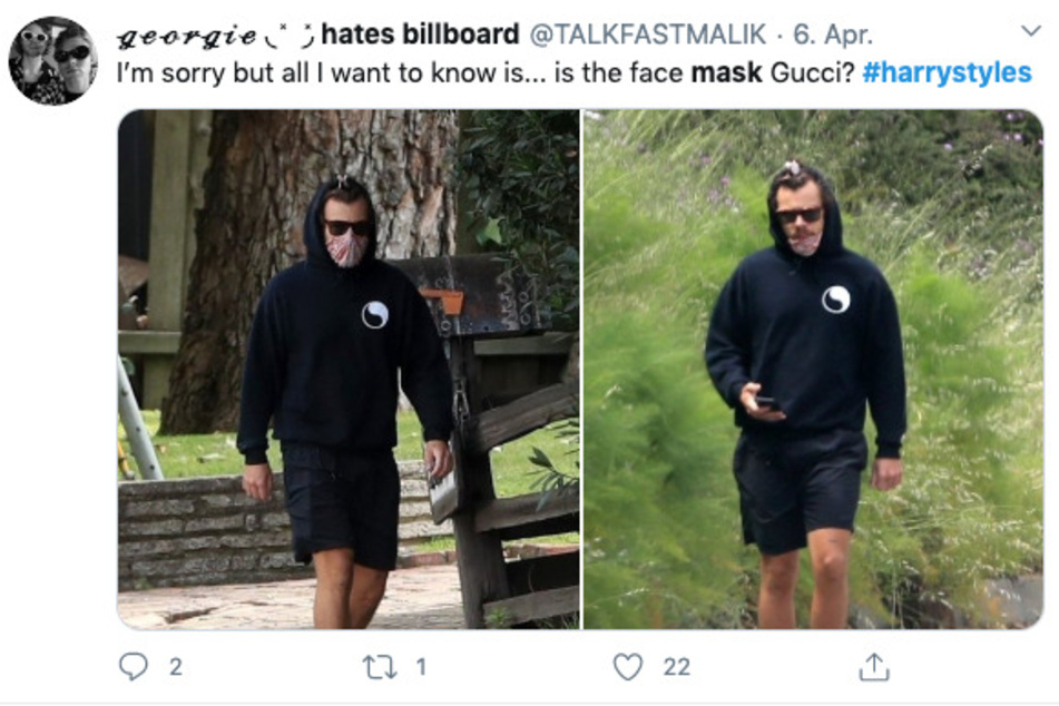 Gucci oder kein Gucci? Diese durchaus sarkastische Twitter-Userin interessiert nicht wie Harry sein Tuch trägt, sondern nur von welcher Marke.