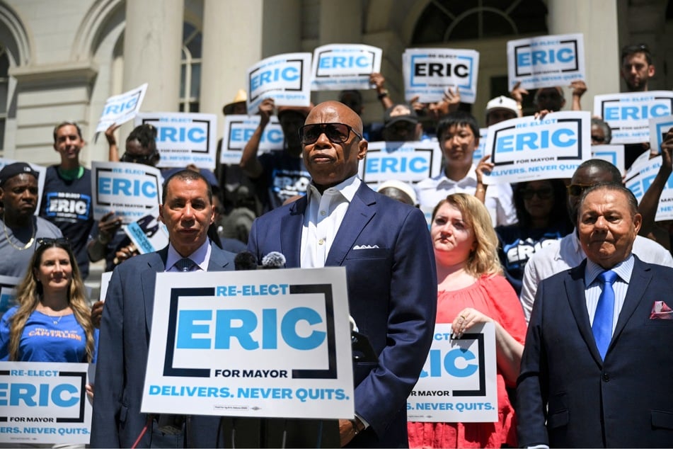 New York City Mayor Eric Adams speaks during a re-election campaign event in New York on August 13, 2025.