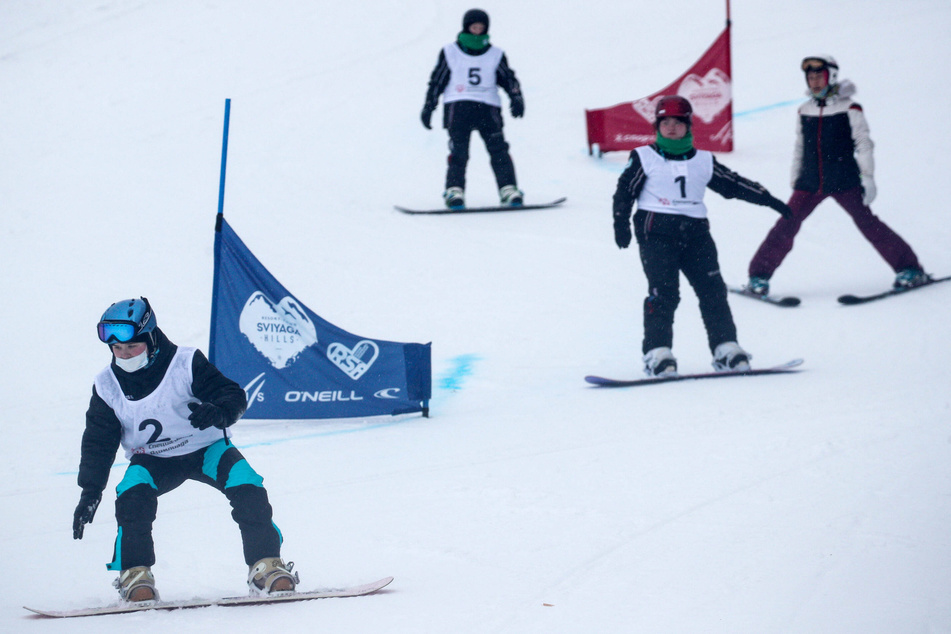 Snowboarders and skiers are seen at the 2021 Special Olympics All-Russian Winter Sports Spartakiade in Kazan. The event was held to test Russia’s readiness to host the 2022 Special Olympics World Winter games.