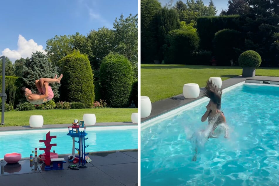 Statt sich über die Kritik zu ärgern, genoss Amira den restlichen Samstag im heimischen Schwimmbad bei Temperaturen von über 30 Grad.