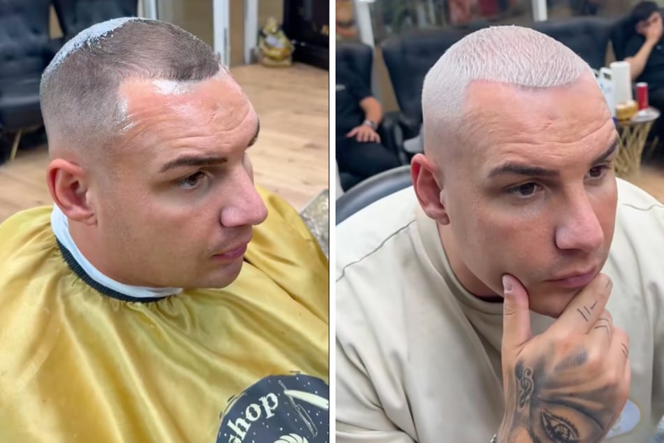 Für eine Typveränderung machte der Entertainer jetzt eine Ausnahme, Sein neuer Look: platinblond.