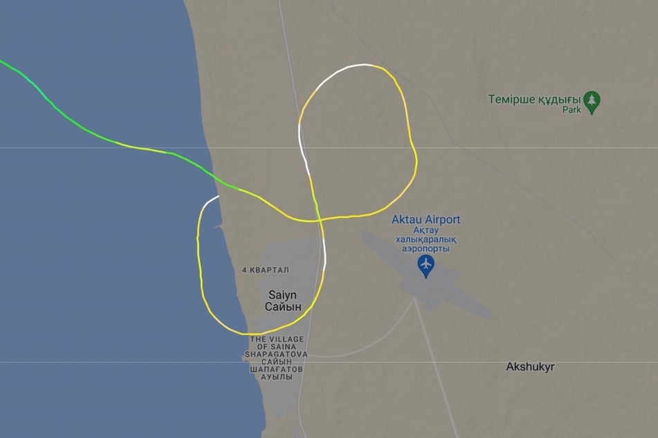 The radar images show that the plane was circling over Aktau in Kazakhstan.