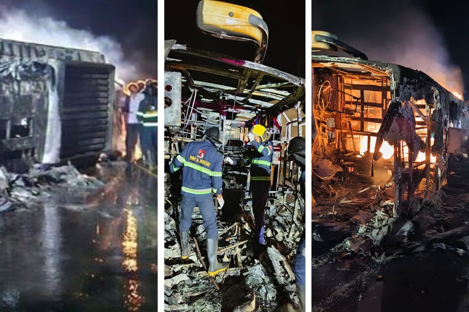 Bus gerät außer Kontrolle, Tank explodiert: Feuer reißt mindestens 25 Menschen in den Tod