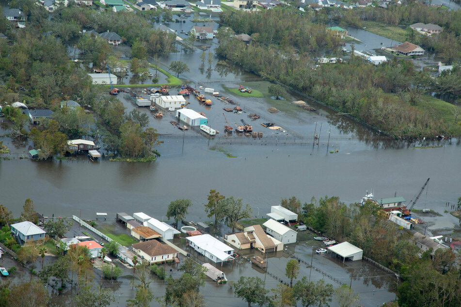 A view of the destruction caused by Hurricane Ida on September 1, near Houma, Louisiana.
