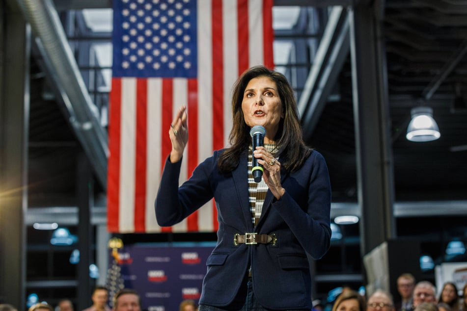 Nikki Haley speaks to the crowd at her Urbandale town hall on February 20, 2023, after announcing her candidacy for President of the United States.