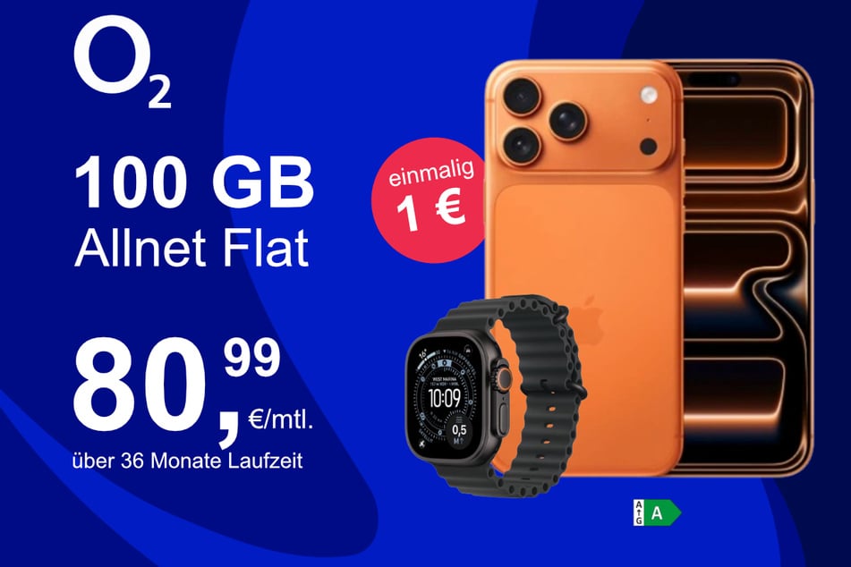 Bei o2 gibt's das iPhone 17 Pro Max mit Watch Ultra 3 für nur 1 Euro.