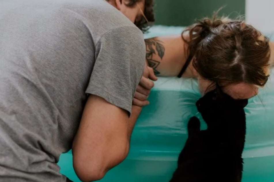 Bei den Wehen tröstete Katze Jack ihr Frauchen.