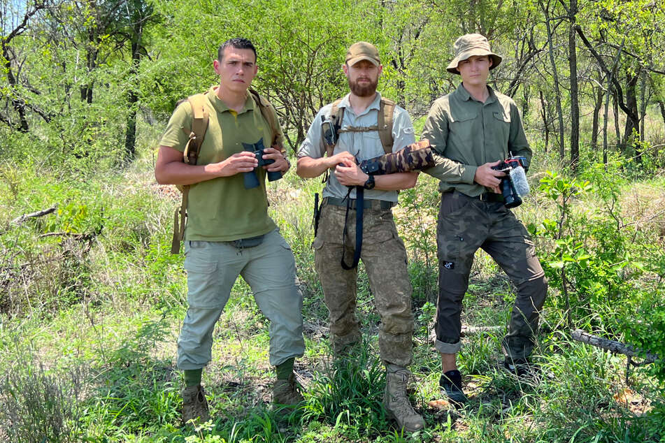 V.l.n.r.: Martin Rudloff (39), Fritz Meinecke (34) und Kameramann André Rygiert (27) mussten den fünf gefährlichsten Tieren Südafrikas begegnen.