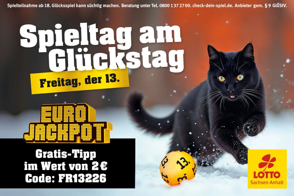 Sichert Euch mit dem Code "FR13226" einen Gratis-Tipp für die Eurojackpot-Ziehung am Freitag (13.2.).