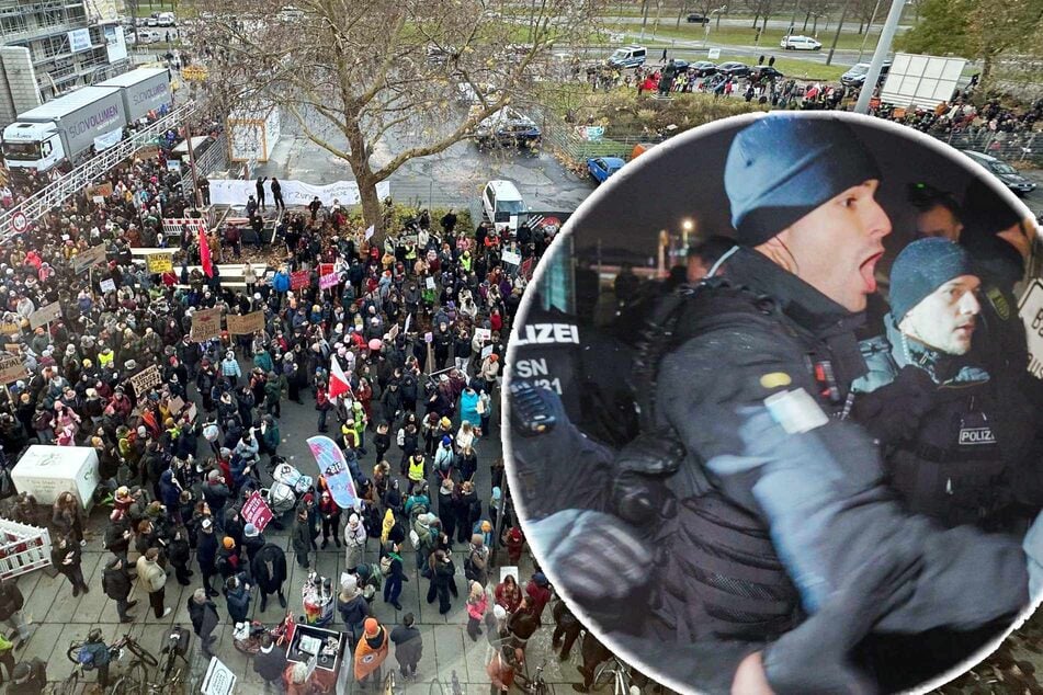 Eskalation vor Dresdner Rathaus: Protestierer biss Polizisten in Finger