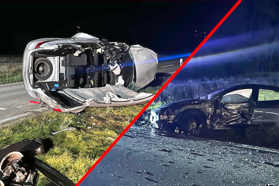 Hyundai kracht frontal in Tesla: Fahrer schwebt in Lebensgefahr