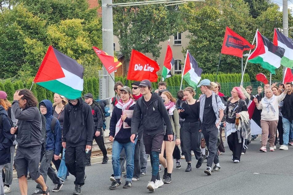 Das Motto der Demonstration: "Stoppt Waffenlieferungen an Israel".