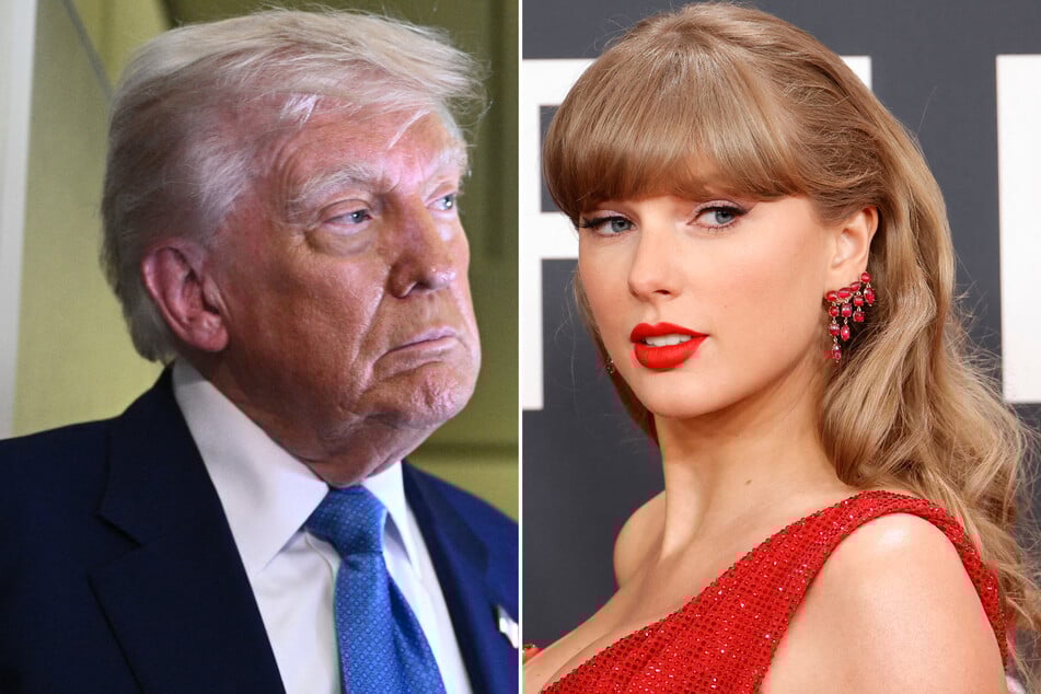 Donald Trump (r.) has continued his war on Taylor Swift with a bizarre new post claiming the singer is "no longer 'hot.'"