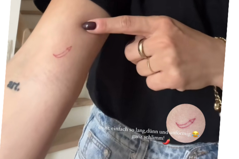 Karina Wagner (28) präsentiert ihr misslungenes Tattoo.