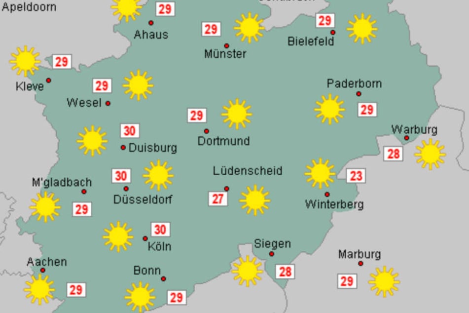 In NRW herrscht in dieser Woche landesweit feinstes Sommerwetter.