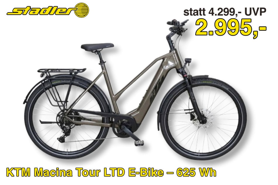 Das KTM Macina Tour LTD E-Bike für 2.995 statt 4.299 Euro.