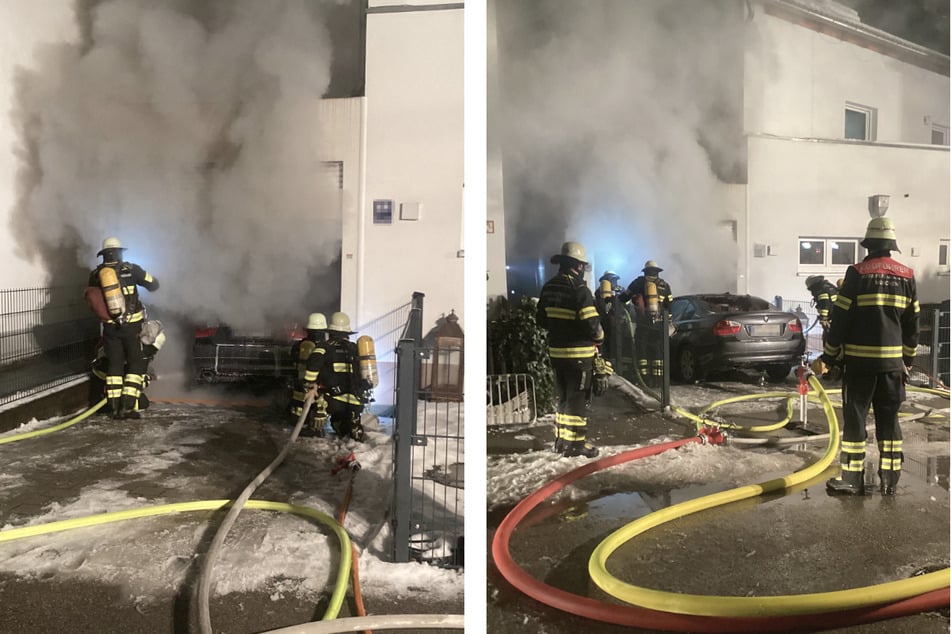 München: Münchner Feuerwehr gefordert: BMW fackelt in Duplex-Garage ab