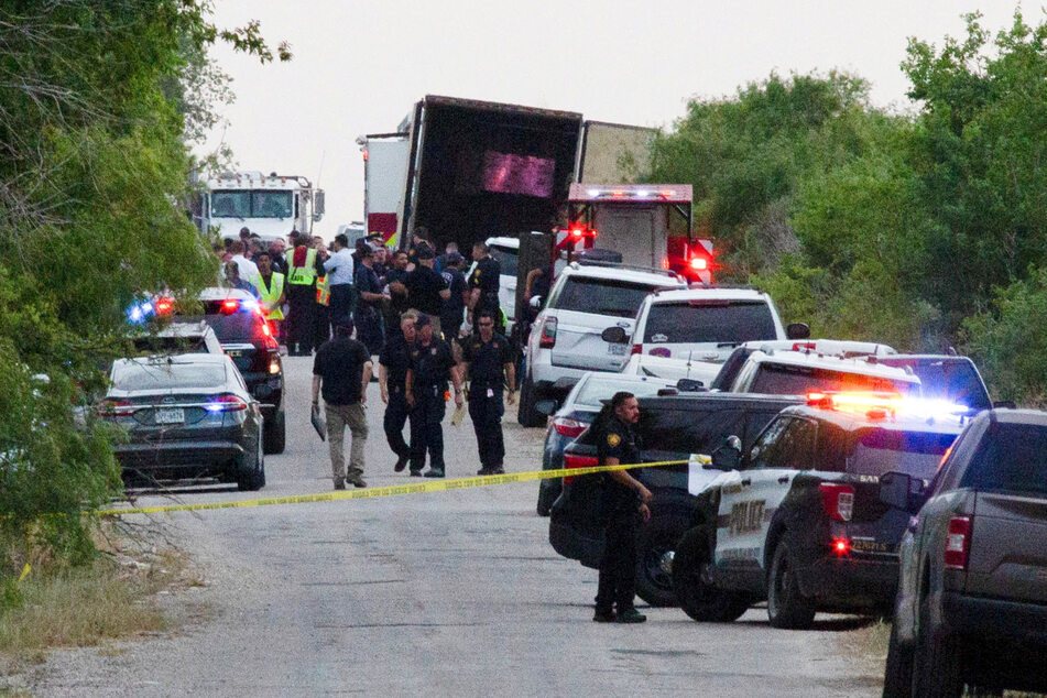 Police cordoned off the area where the semi-trailer was discovered.