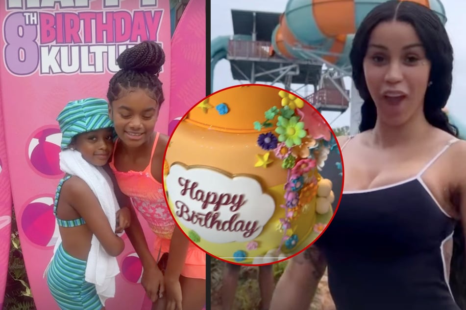 Cardi B (r) went all out celebrating her daughter Kulture's (l) eighth birthday.