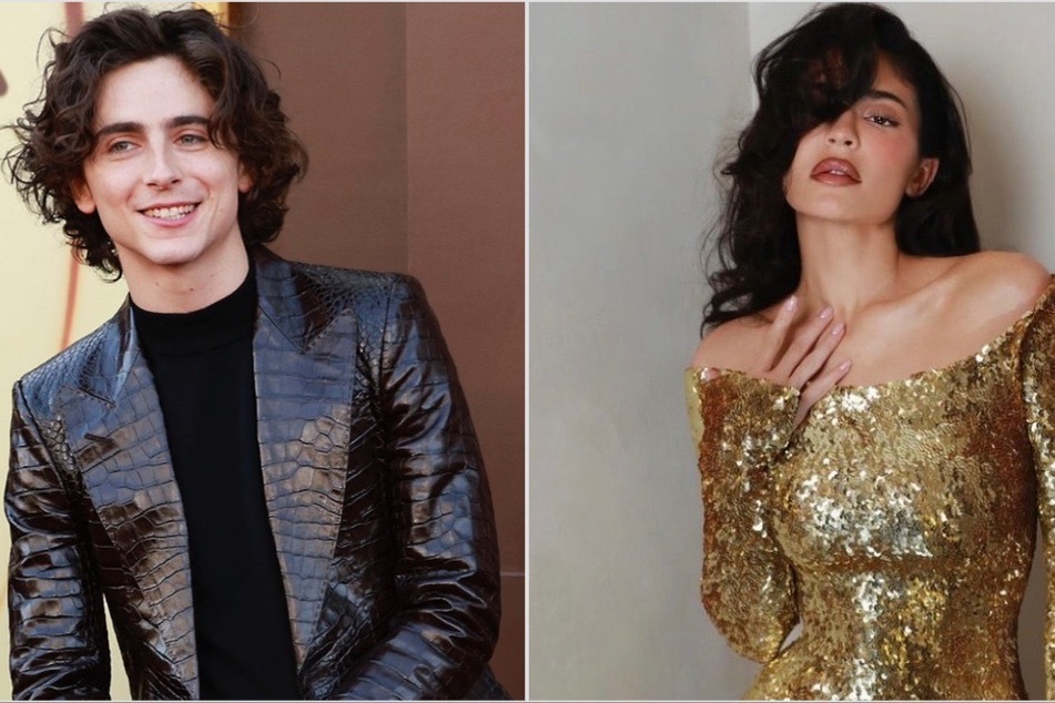 Kylie Jenner (r.) was apparently spotted with reported boyfriend Timothée Chalamet (l.) at the Kardashian-Jenners' annual Christmas Eve bash!