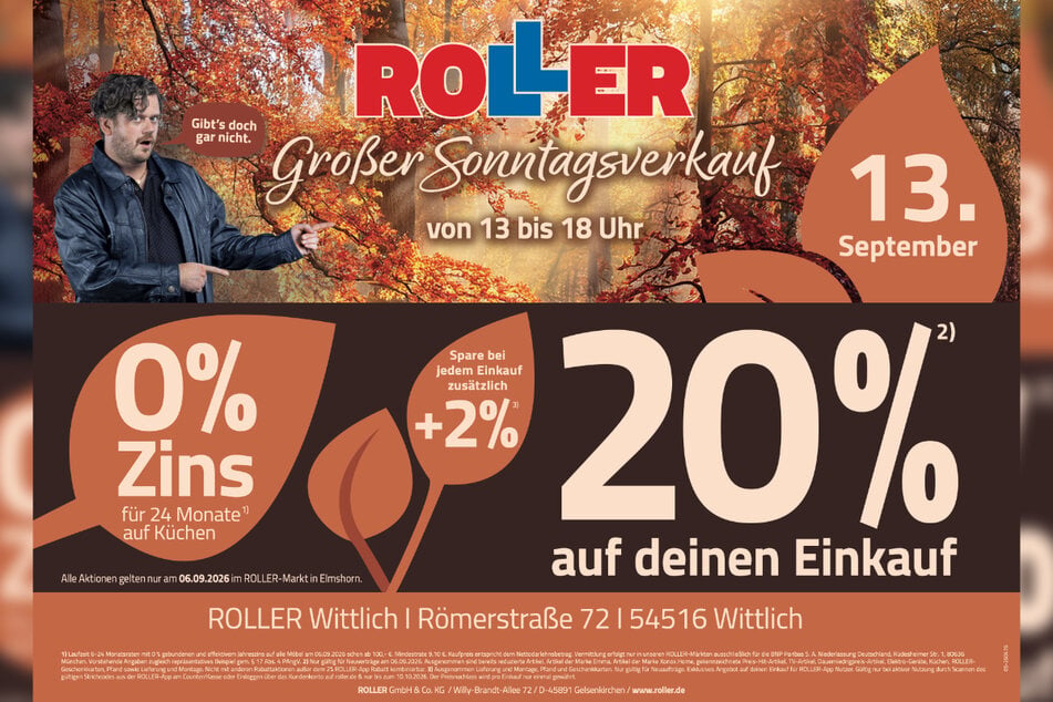 Diese Aktionen steigen am Sonntag (13.9.) nur bei ROLLER in Wittlich.