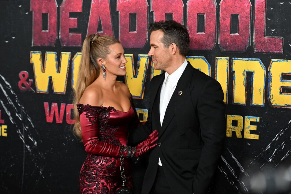 Blake Lively (l.) accompanied her husband, Ryan Reynolds, to his movie premiere on Monday.