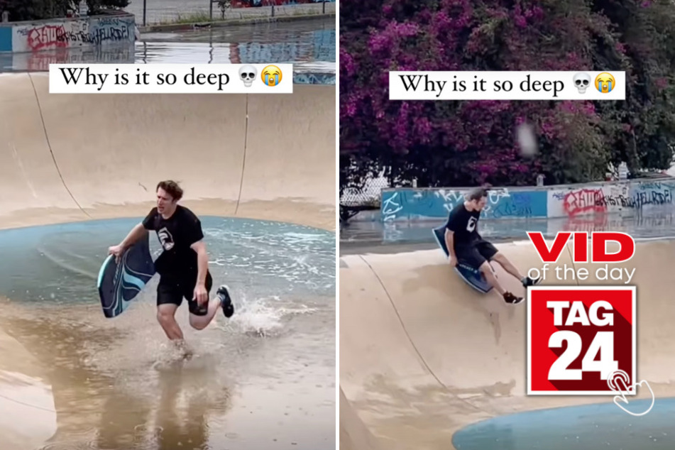 viral videos: Viral Video of the Day for October 28, 2023: Boogie boarder's hilarious skate park fail