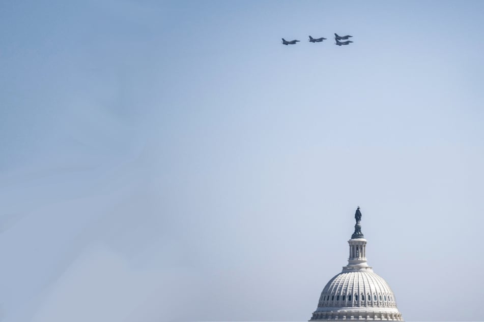 US Air Force fighter jets intercepted a light aircraft near Washington DC on Sunday afternoon.