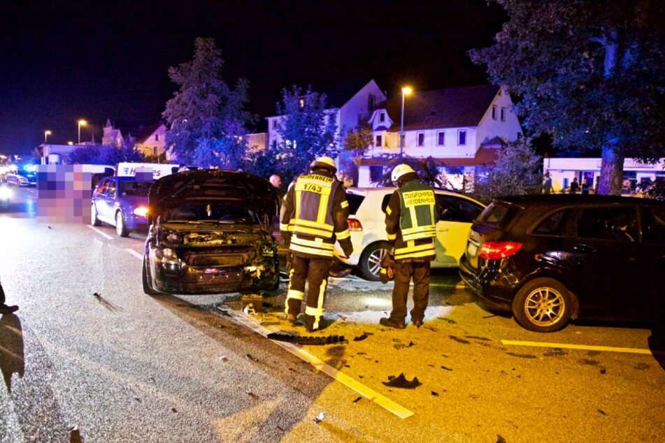 Die Unfallstelle in der Nacht auf Sonntag.