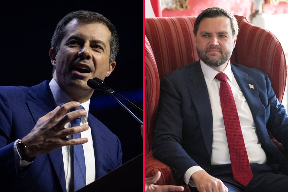 Former Transportation Secretary Pete Buttigieg (l.) has criticized Vice President JD Vance (r.) for serving alongside President Donald Trump.