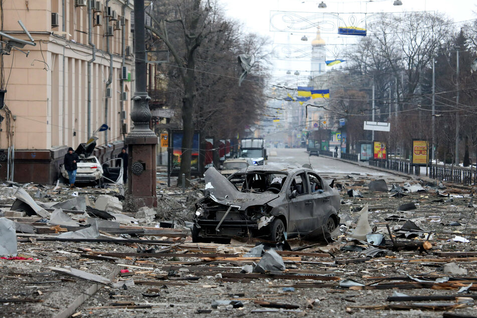 Kharkiv was also devastated by heavy shelling.
