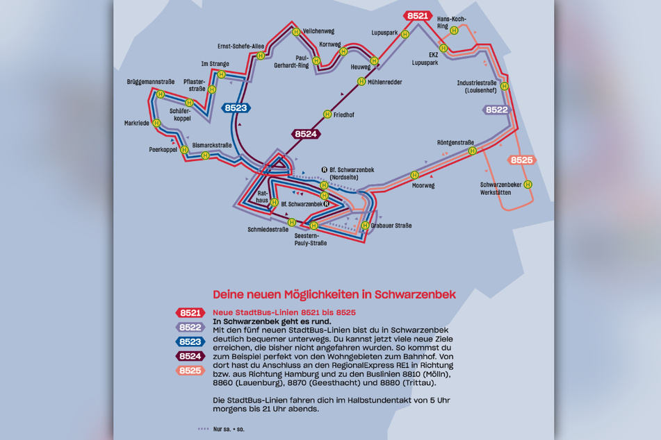 Fünf neue Stadtbuslinien starten zum Fahrplanwechsel im Dezember in Schwarzenbek.