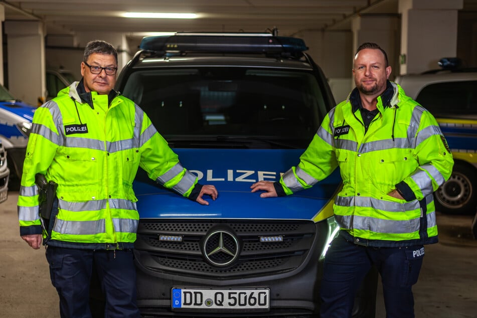Jens Wagner (l.) und Frank Kolossa gehören zum Ermittlerteam des Verkehrsunfalldienstes Leipzig.