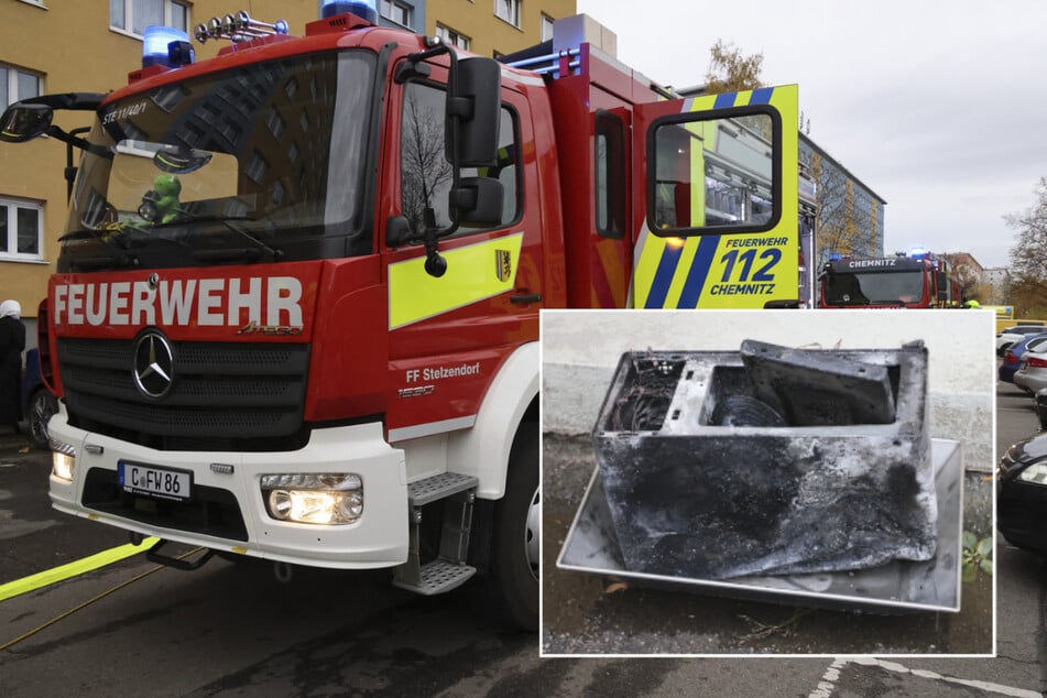 Chemnitz: Feuerwehreinsatz in Chemnitz: Mikrowelle in Flammen