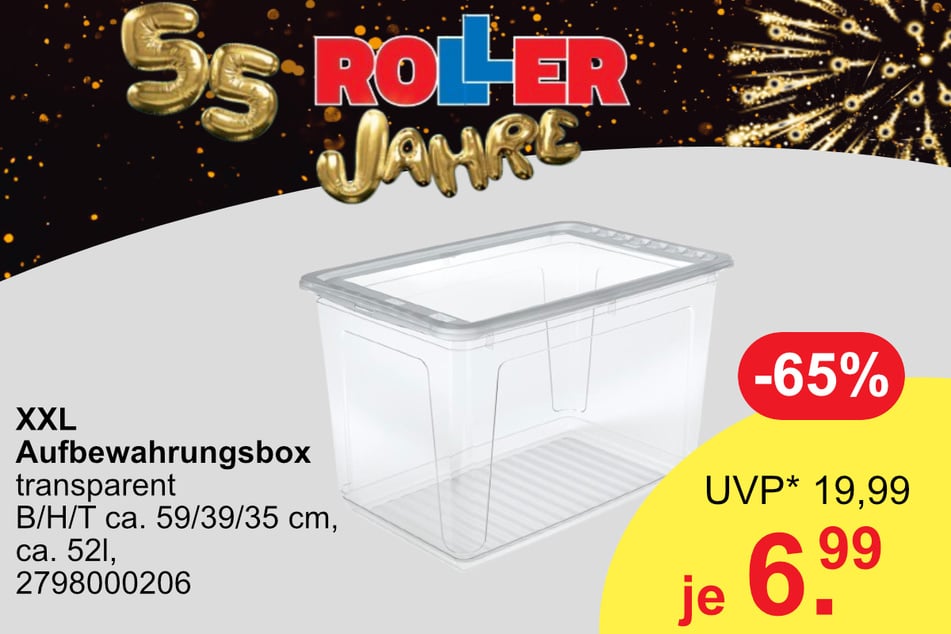 XXL Aufbewahrungsboxen
für 6,99 statt 19,99 Euro.