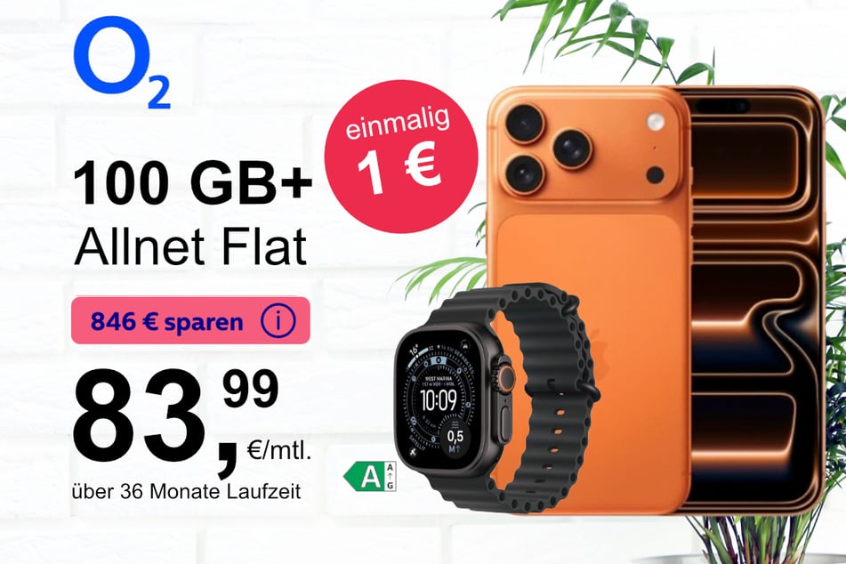Das iPhone 17 Pro Max mit Watch Ultra 3 für einmalig nur 1 Euro bei o2.