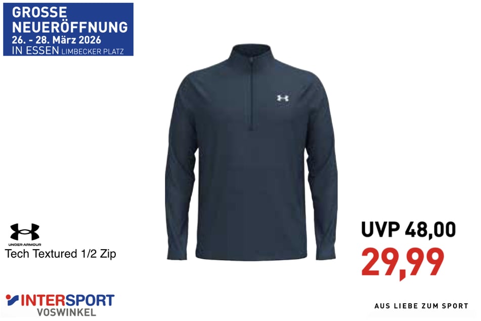 Under Armour Tech Textured 1/2 Zip für 29,99 statt 48 Euro (Herren).